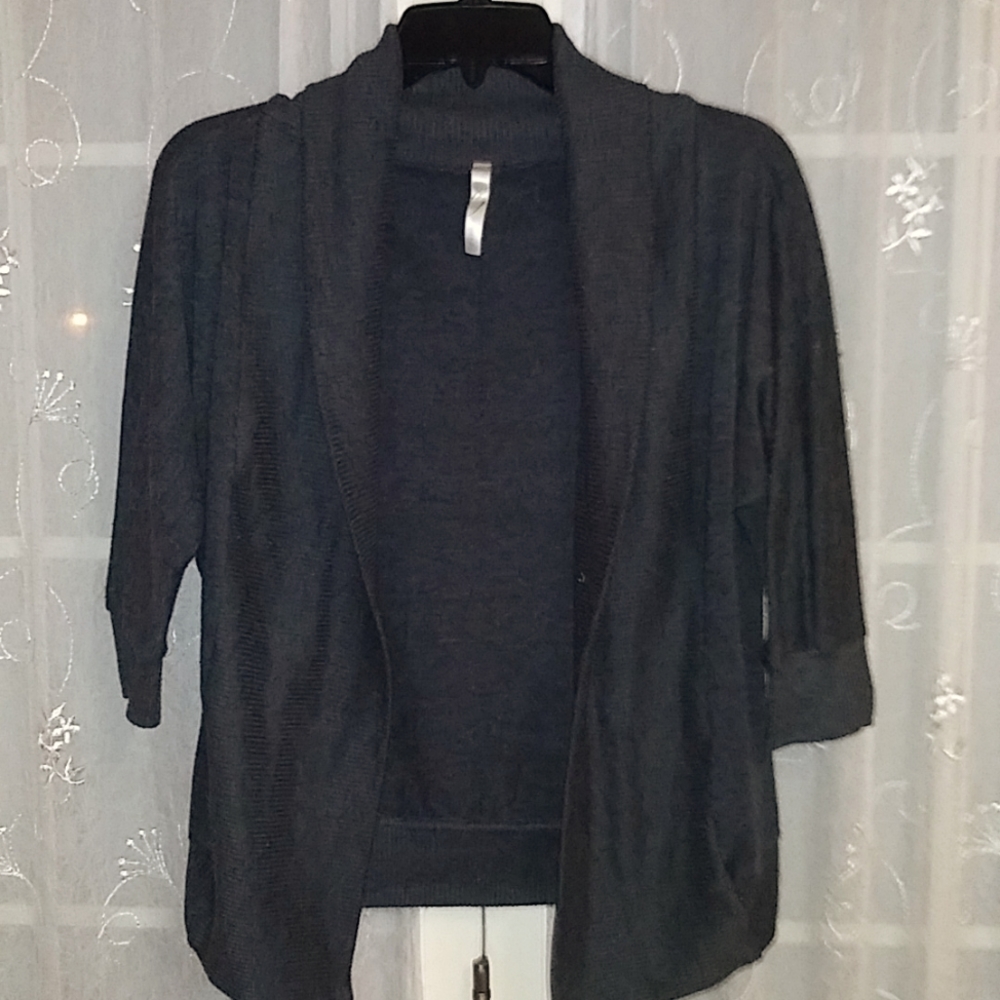 Ginger G short charcoal gray cardigan